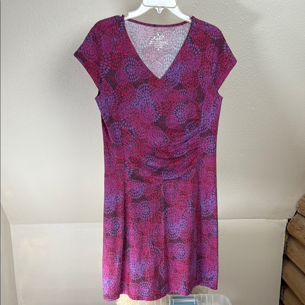 KUHL Purple and Pink Floral Dress W/cap sleeves. Size Medium